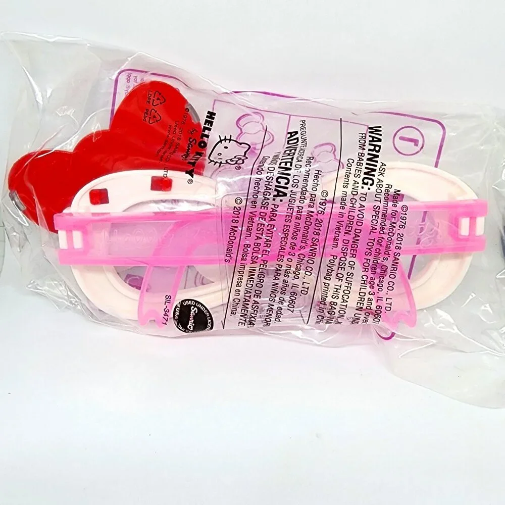2018 Hello Kitty White Pink Whisker Fashion Glasses #1 Polka Dot Bow McDonald's